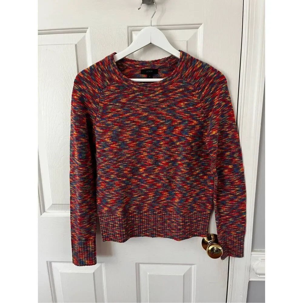 J. Crew Rainbow Knit Wool Crewneck Sweater sz XS NWOT